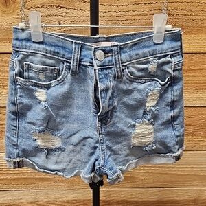 SO Light Blue Distressed Jean Shorts